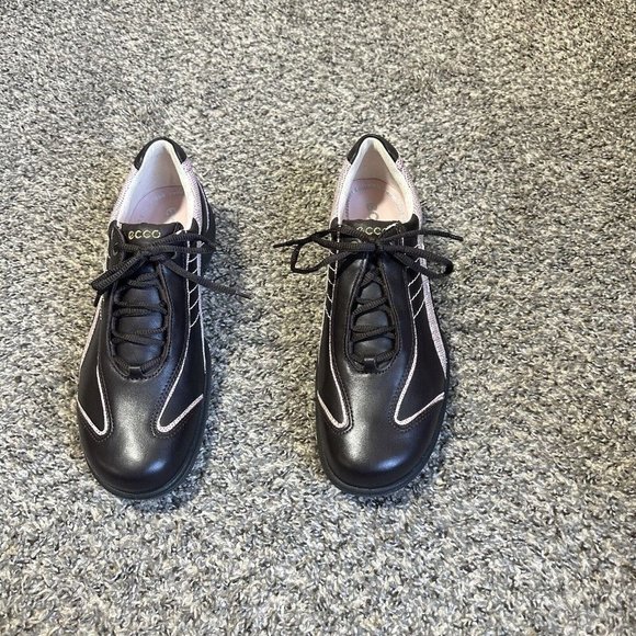 ECCO Brown Leather Hydromax Golf Shoe Size 41 10/10.5 Water Resistant TPU New - Picture 3 of 10